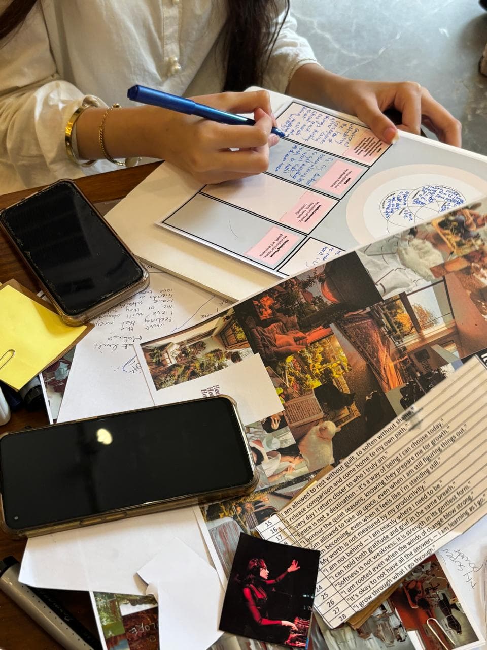 Writing on a WEEDS vision board worksheet
